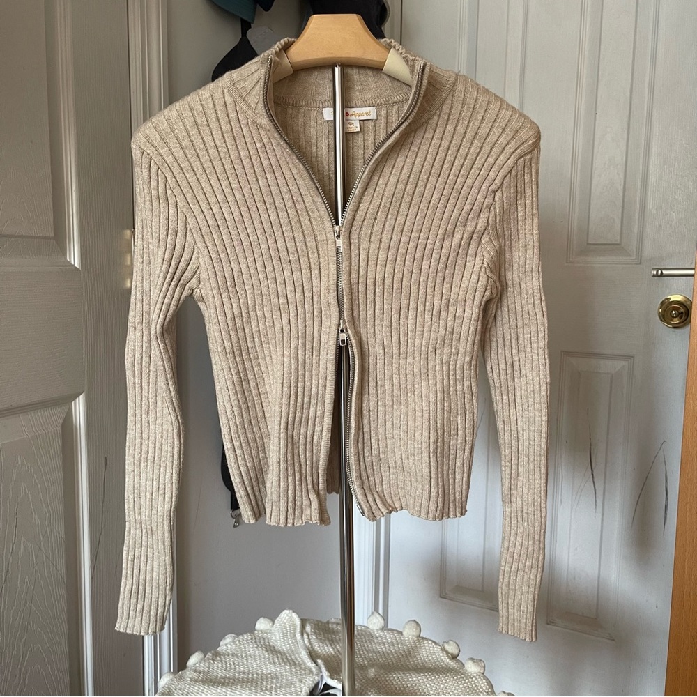 Knitted zip up sweater